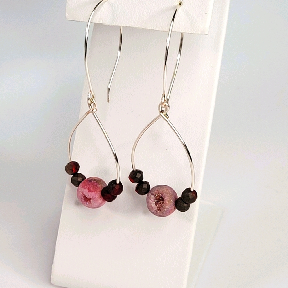 Pink Druzy Earrings